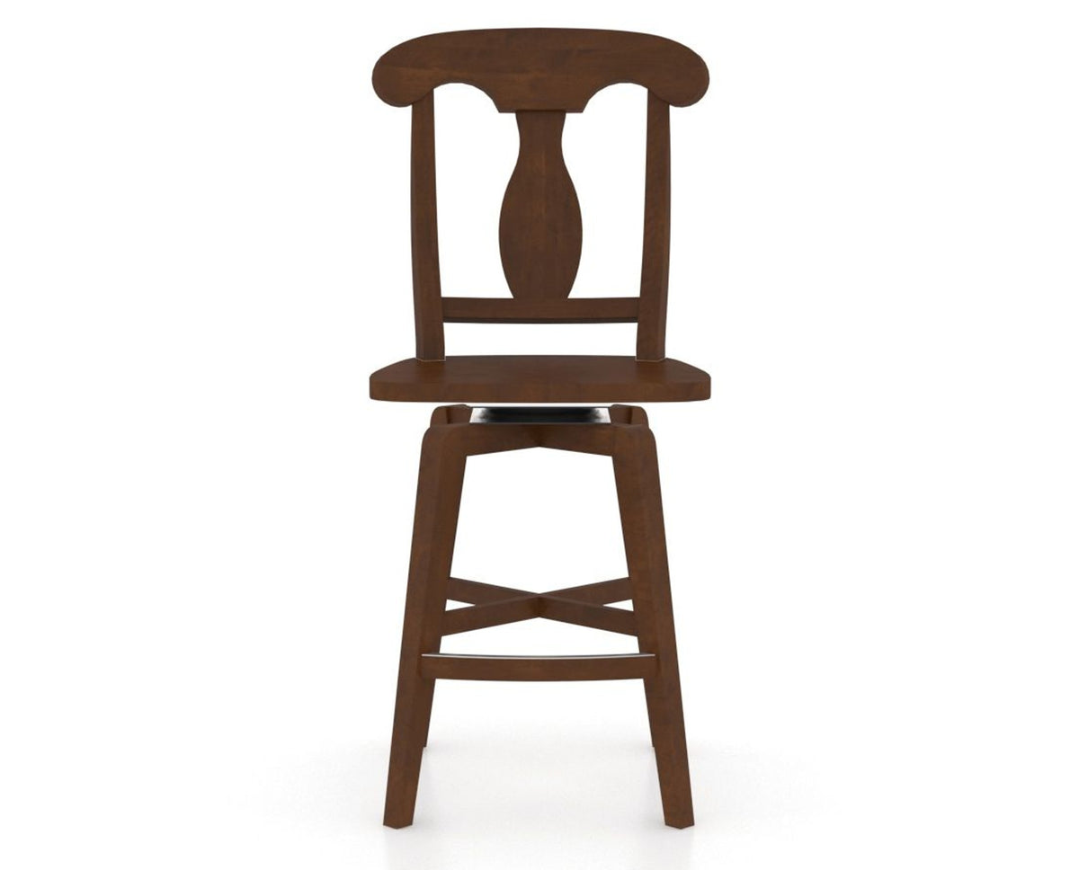 Canadel Swivel Counter Stool 7600 in Wood Seat and 19 Cognac Washed, front view