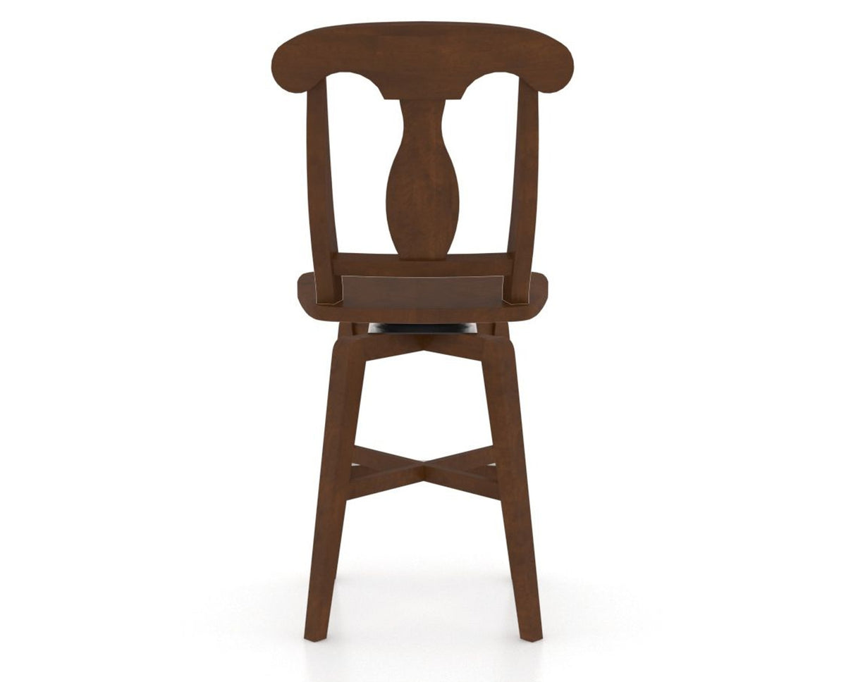 Canadel Swivel Counter Stool 7600 in Wood Seat and 19 Cognac Washed, back view