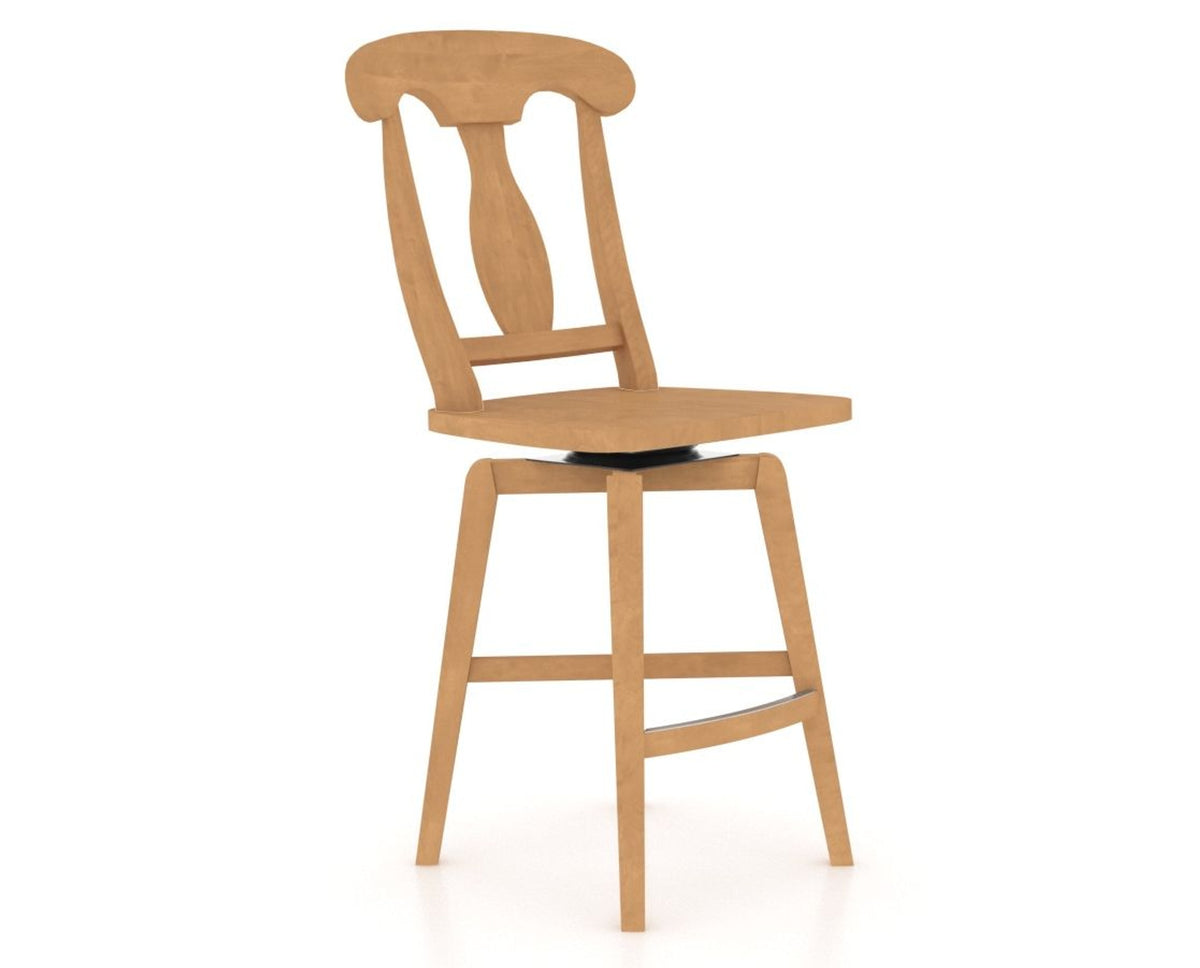 Canadel Swivel Counter Stool 7600 in Wood Seat and 20 Caramel Washed, three-quarter view