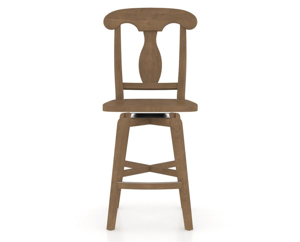 Canadel Swivel Counter Stool 7600 in Wood Seat and 25 Pecan Washed, front view