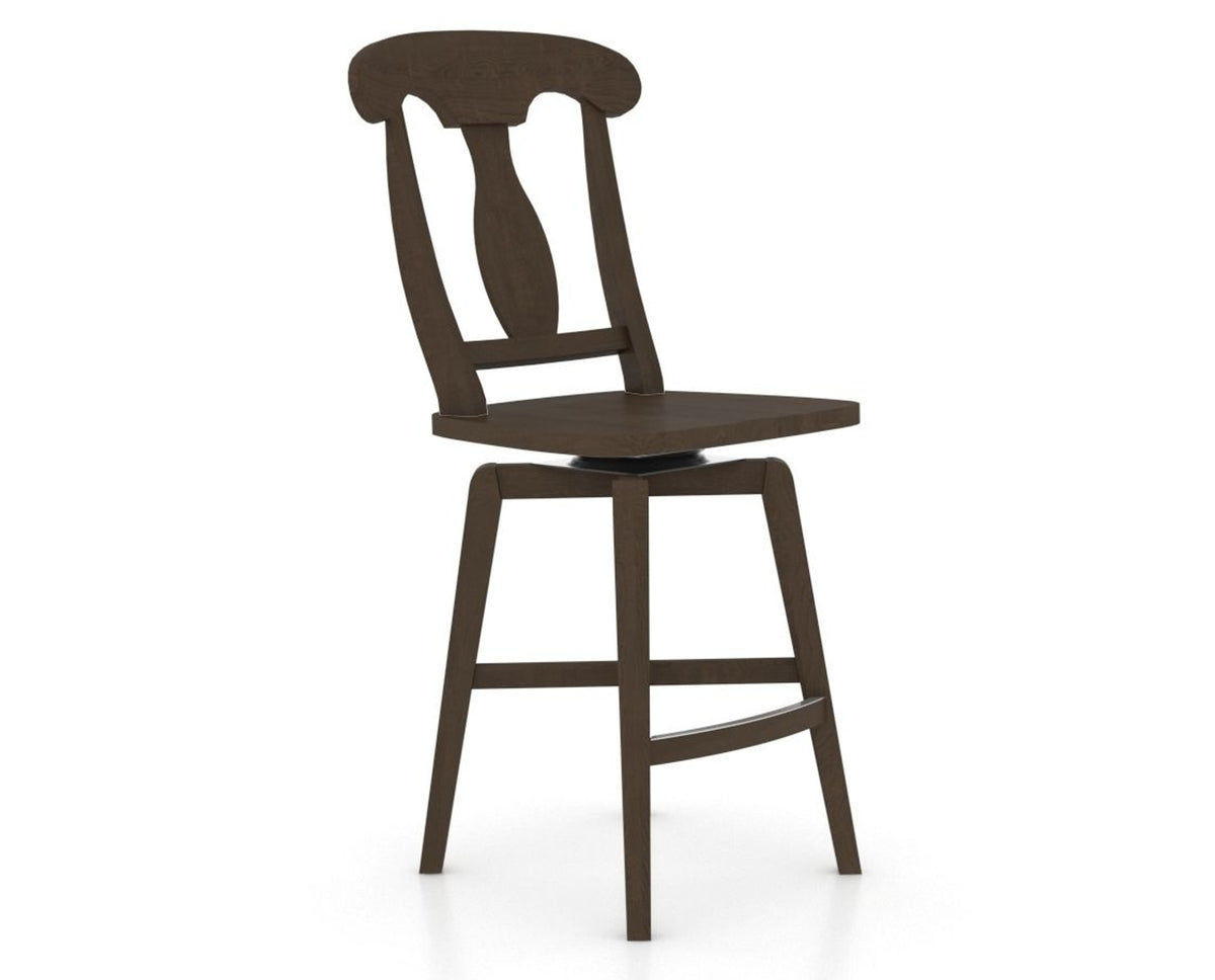 Canadel Swivel Counter Stool 7600 in Wood Seat and 29 Hazelnut Washed, three-quarter view