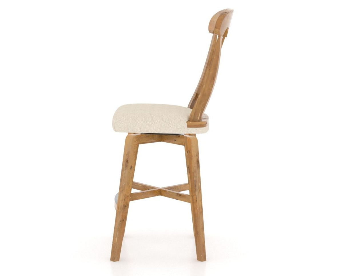 Canadel Champlain Swivel Counter Stool 7600 in 6K Sunbrella® and 01 Honey Washed, side view
