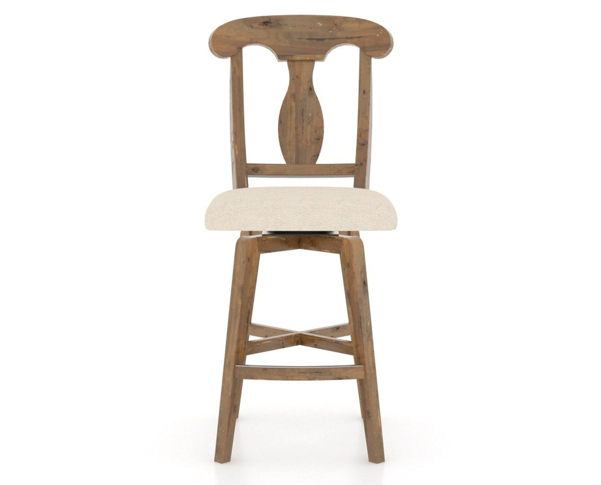 Canadel Champlain Swivel Counter Stool 7600 in 6K Sunbrella® and 03 Oak Washed, front view