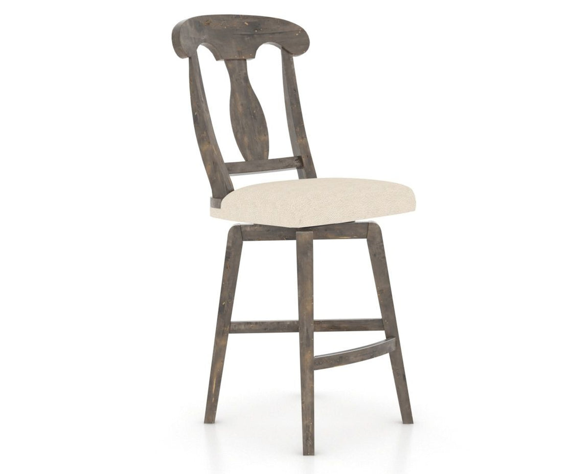 Canadel Champlain Swivel Counter Stool 7600 in 6K Sunbrella® and 08 Shadow, three-quarter view