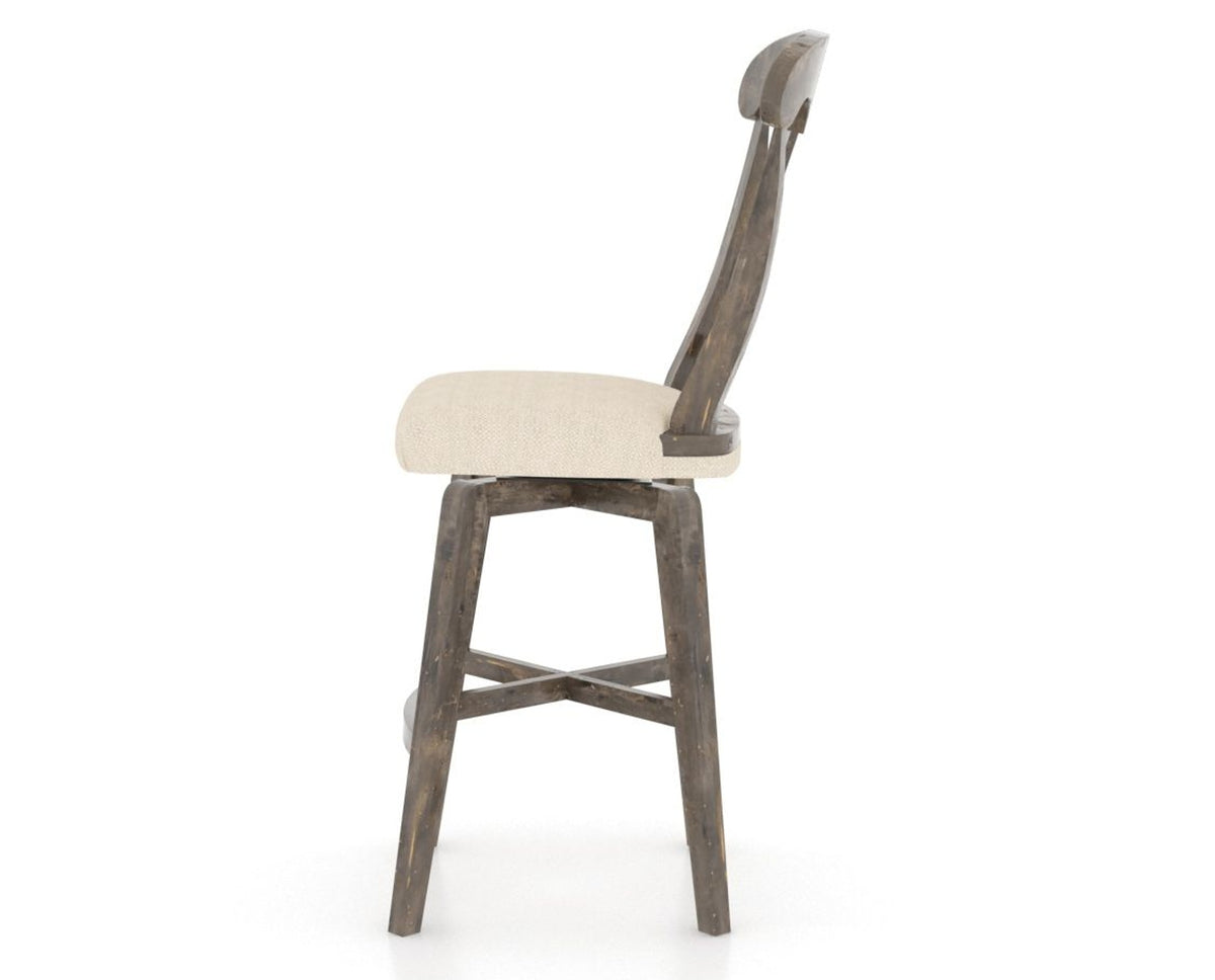 Canadel Champlain Swivel Counter Stool 7600 in 6K Sunbrella® and 08 Shadow, side view
