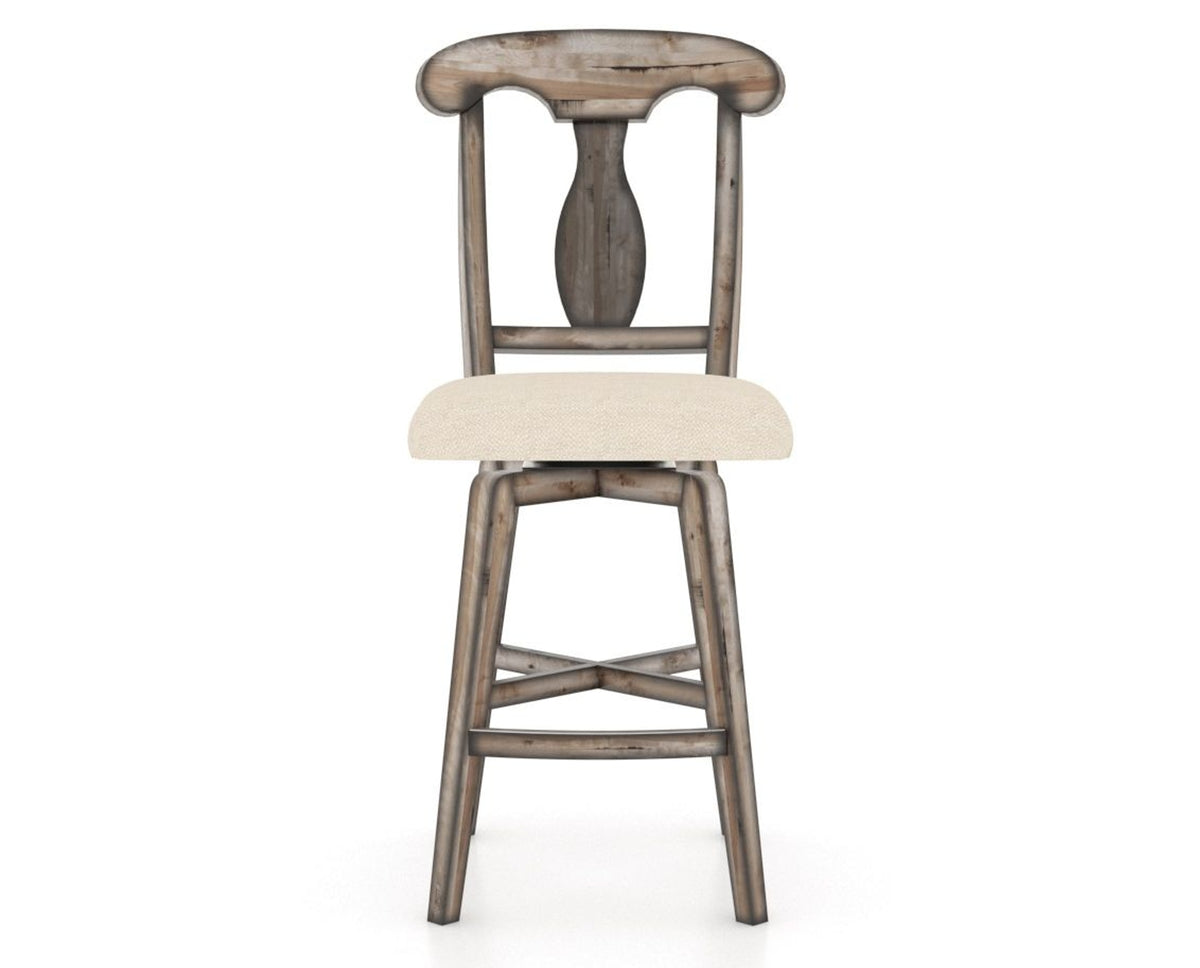 Canadel Champlain Swivel Counter Stool 7600 in 6K Sunbrella® and 72 Heritage Nature, front view