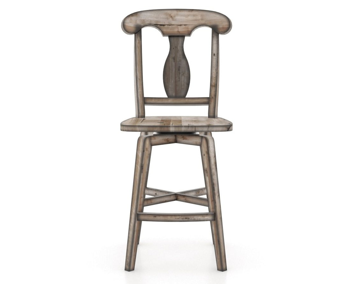 Canadel Champlain Swivel Counter Stool 7600 in Wood Seat and 72 Heritage Nature, front view