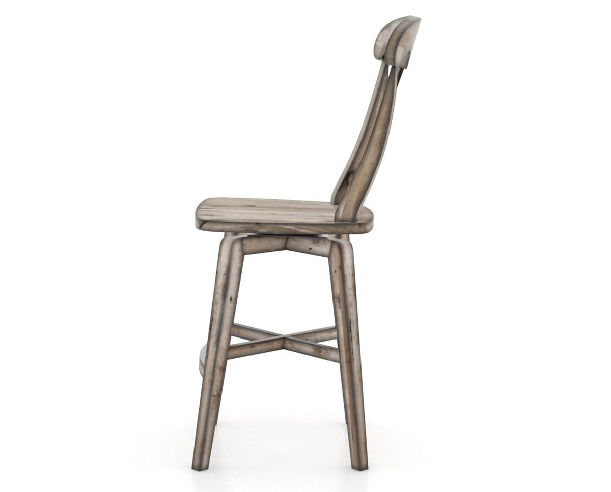Canadel Champlain Swivel Counter Stool 7600 in Wood Seat and 72 Heritage Nature, side view