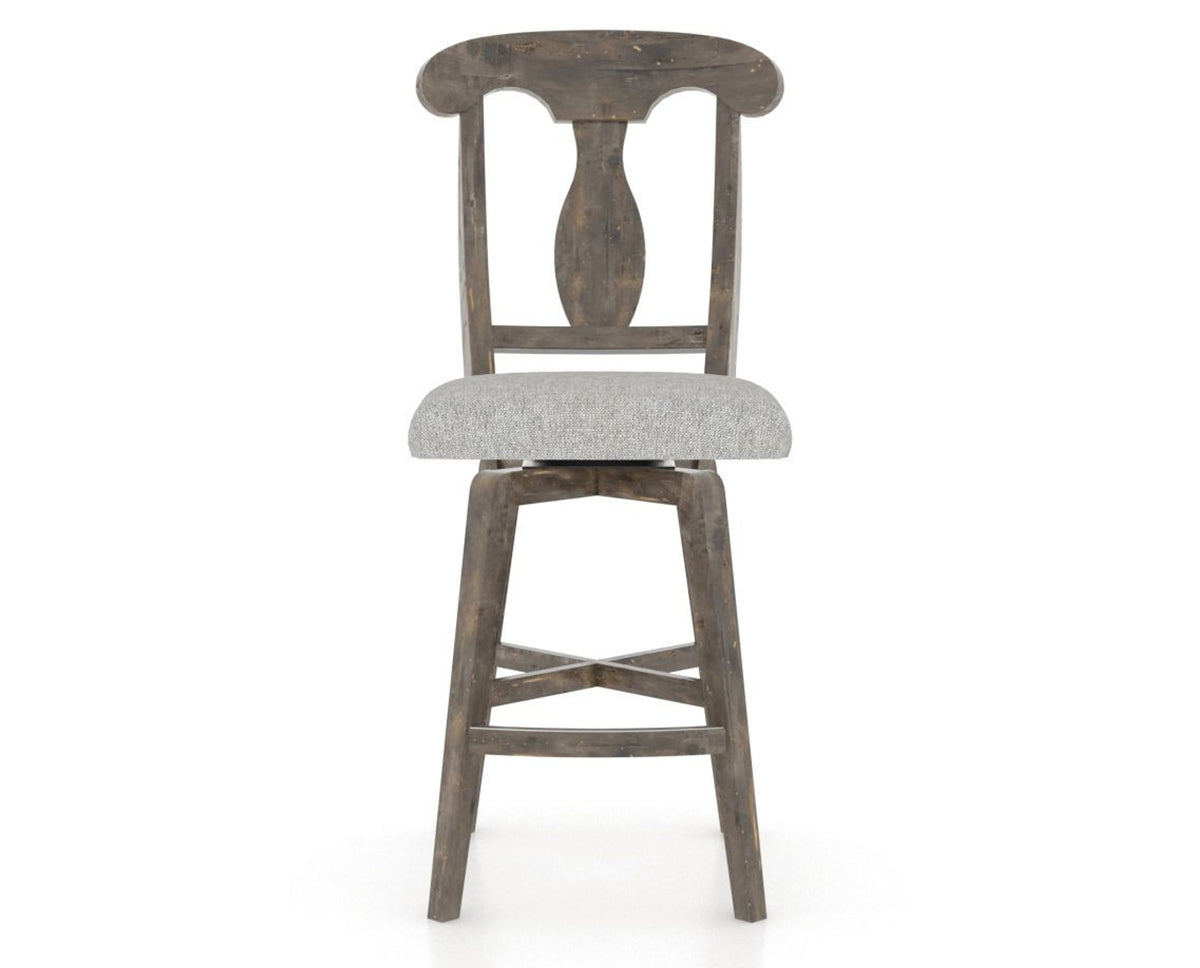 Canadel Champlain Swivel Counter Stool 7600 in 7C Fabric and 08 Shadow, front view