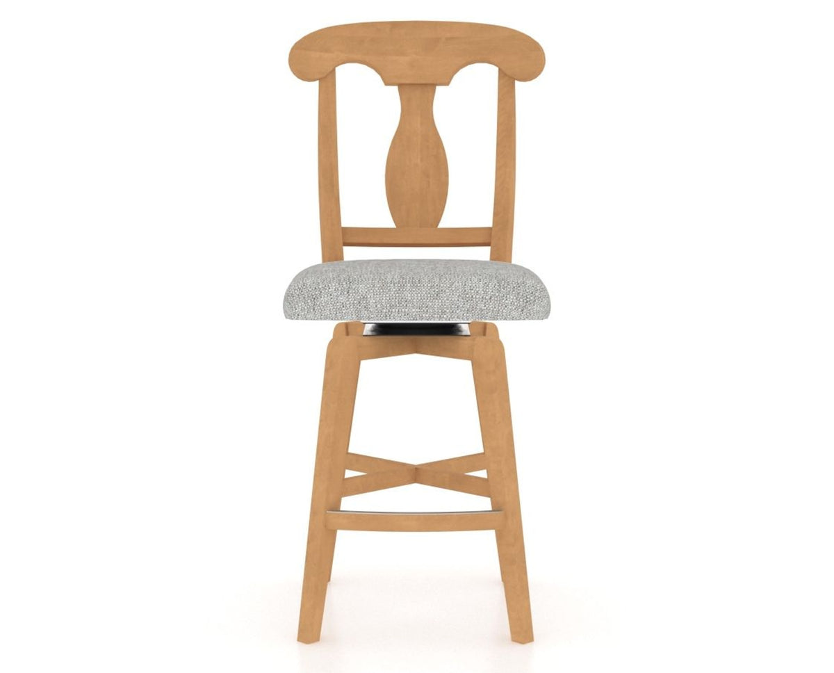 Canadel Swivel Counter Stool 7600 in 7C Fabric and 20 Caramel Washed, front view