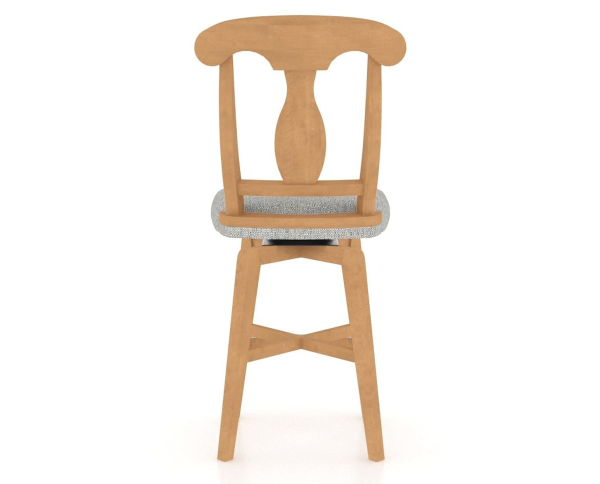 Canadel Swivel Counter Stool 7600 in 7C Fabric and 20 Caramel Washed, back view