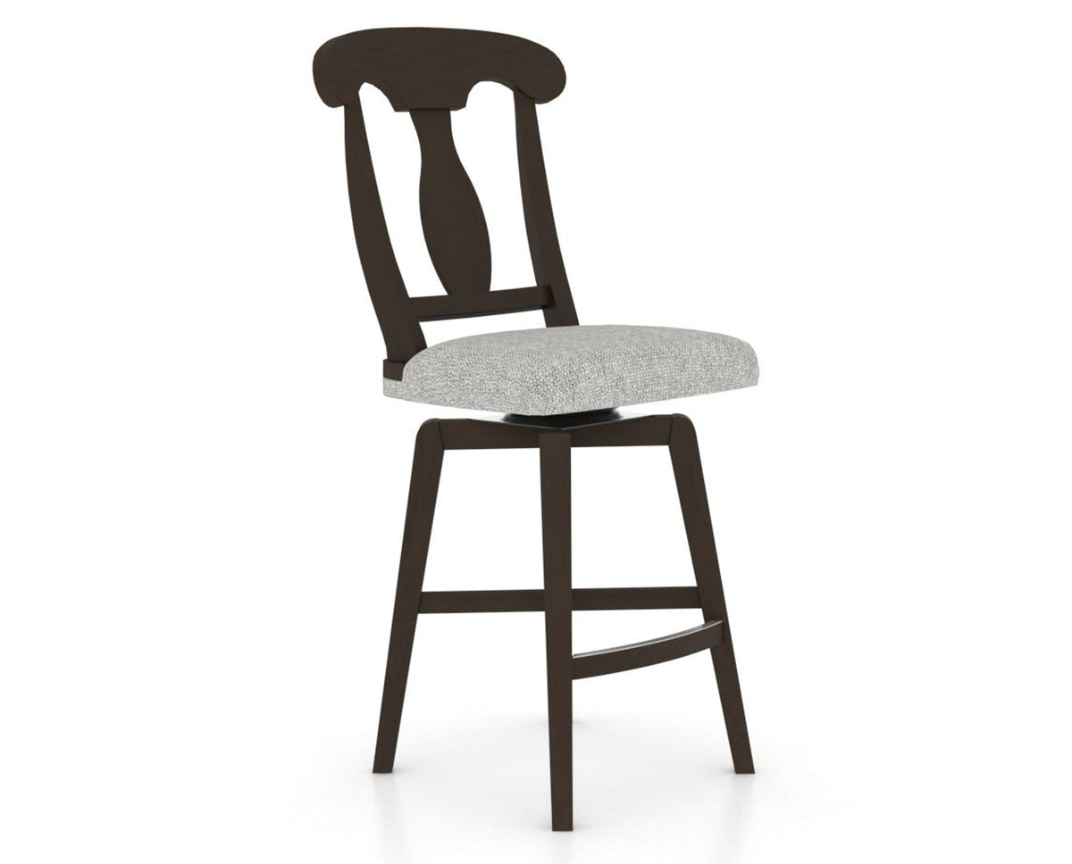 Canadel Swivel Counter Stool 7600 in 7C Fabric and 59 Davy's Grey, three-quarter view
