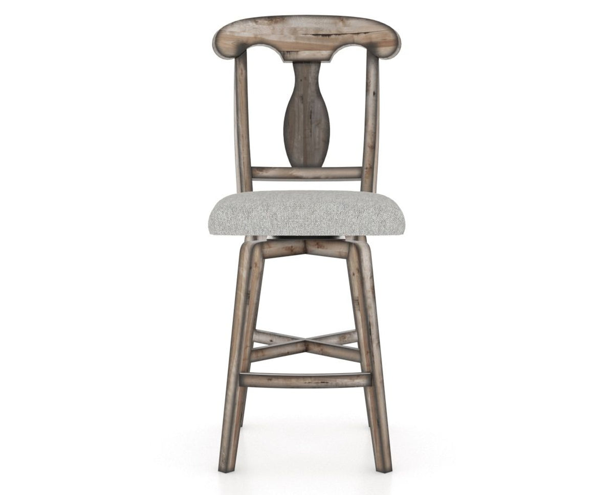 Canadel Champlain Swivel Counter Stool 7600 in 7C Fabric and 72 Heritage Nature, front view