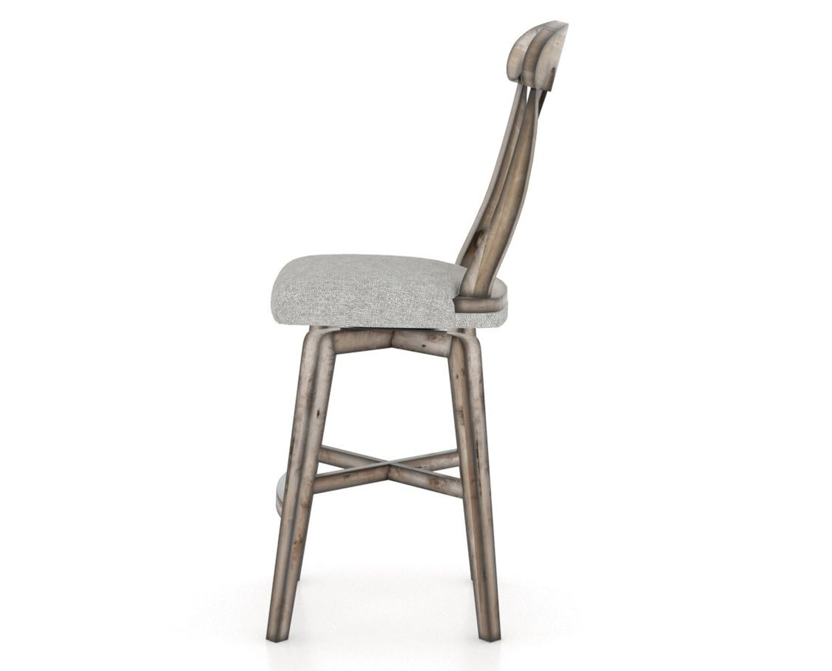 Canadel Champlain Swivel Counter Stool 7600 in 7C Fabric and 72 Heritage Nature, side view