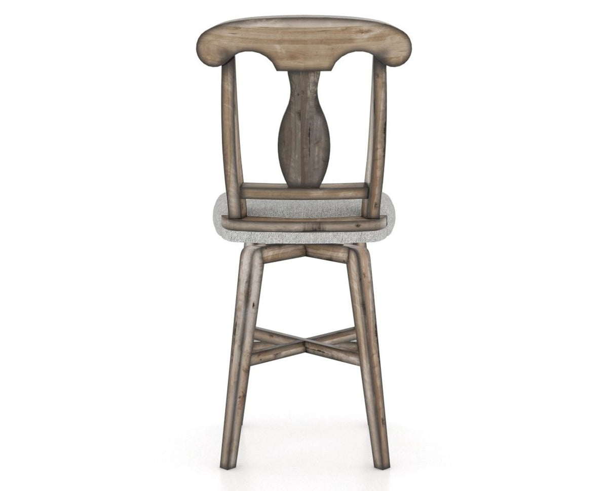 Canadel Champlain Swivel Counter Stool 7600 in 7C Fabric and 72 Heritage Nature, back view