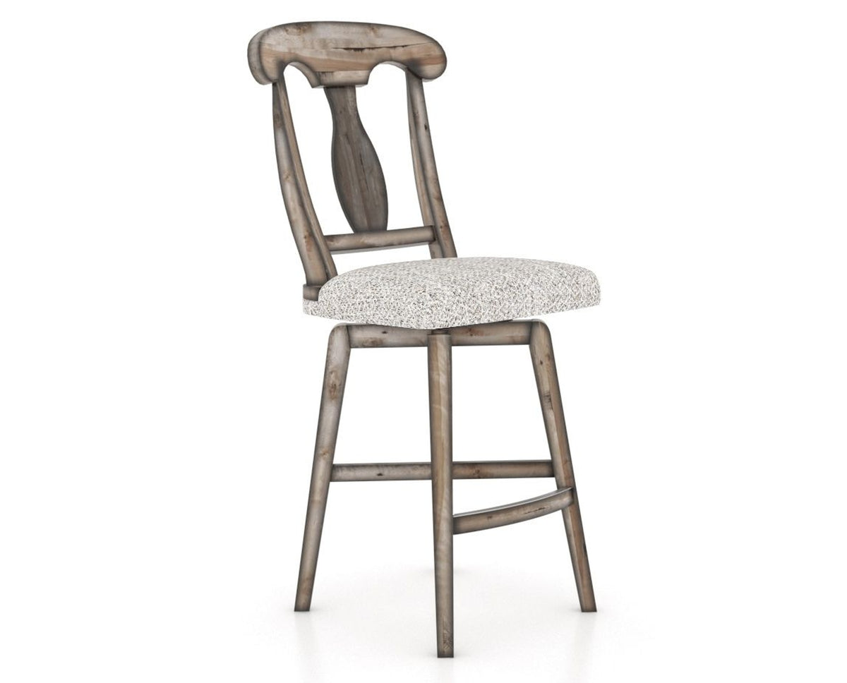 Canadel Champlain Swivel Counter Stool 7600 in FP Crypton® and 72 Heritage Nature, three-quarter view
