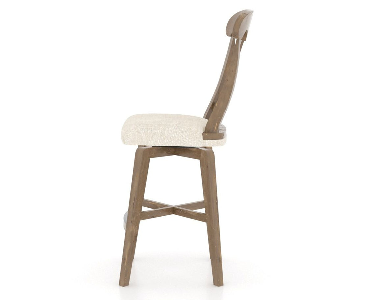 Canadel Champlain Swivel Counter Stool 7600 in FT InsideOut® and 25 Pecan Washed, side view