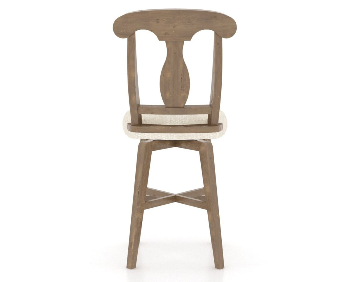 Canadel Champlain Swivel Counter Stool 7600 in FT InsideOut® and 25 Pecan Washed, back view