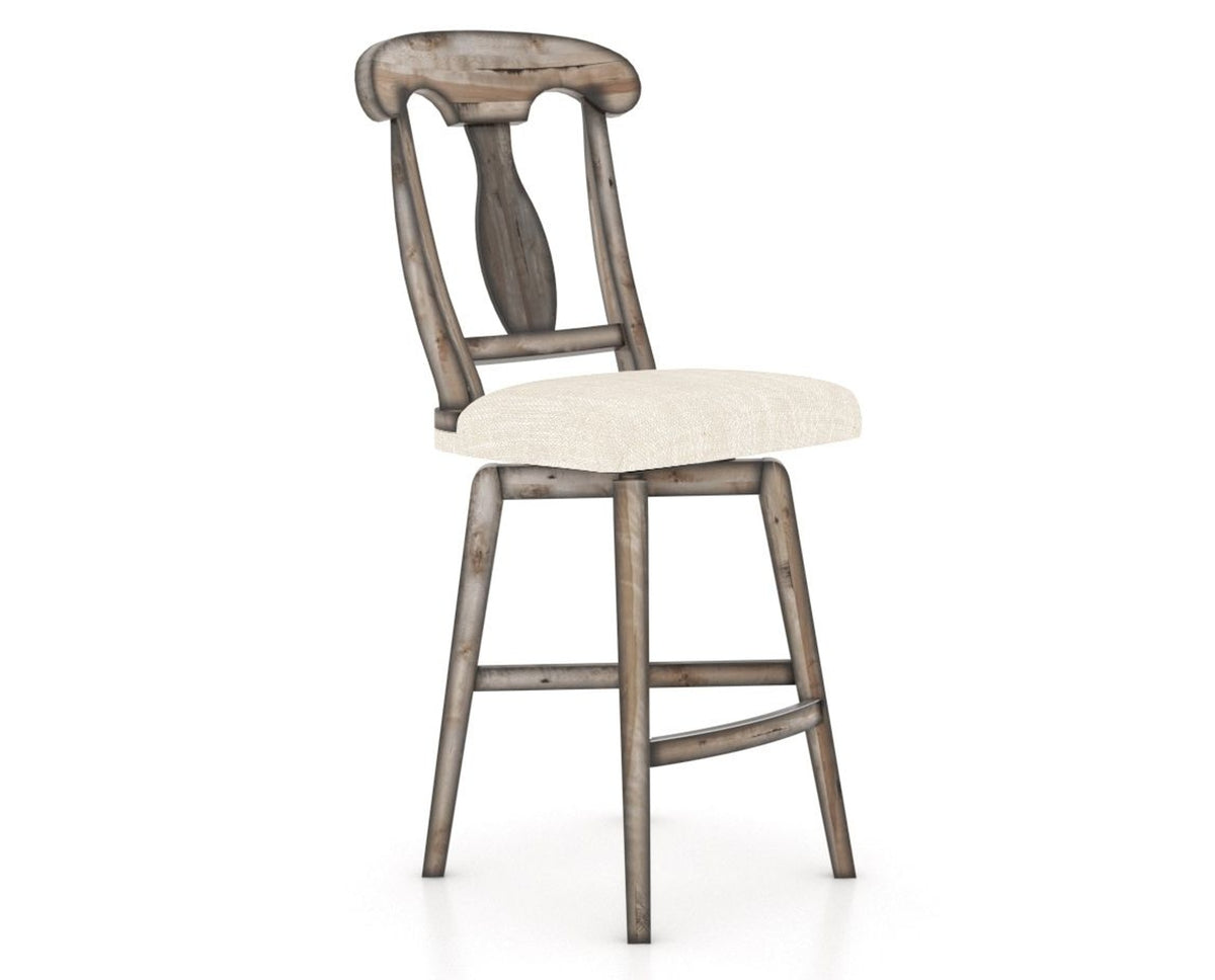 Canadel Champlain Swivel Counter Stool 7600 in FT InsideOut® and 72 Heritage Nature, three-quarter view
