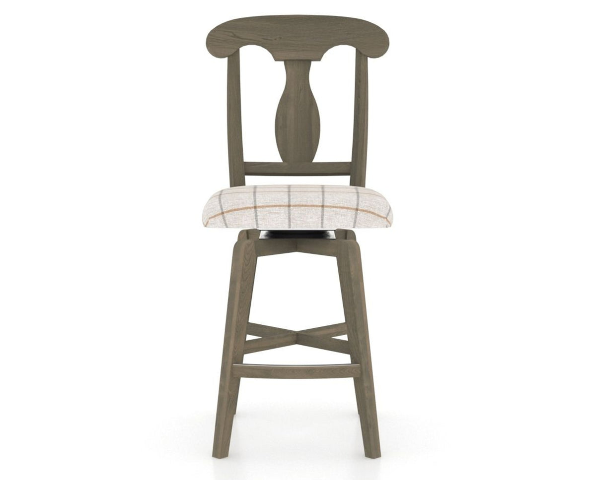 Canadel Swivel Counter Stool 7600 in OZ Fabric and 08 Shadow, front view