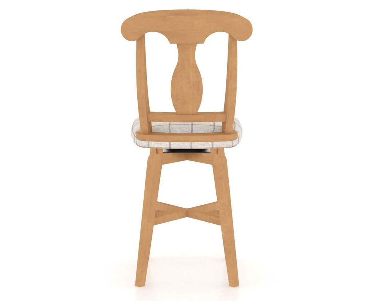 Canadel Swivel Counter Stool 7600 in OZ Fabric and 20 Caramel Washed, back view