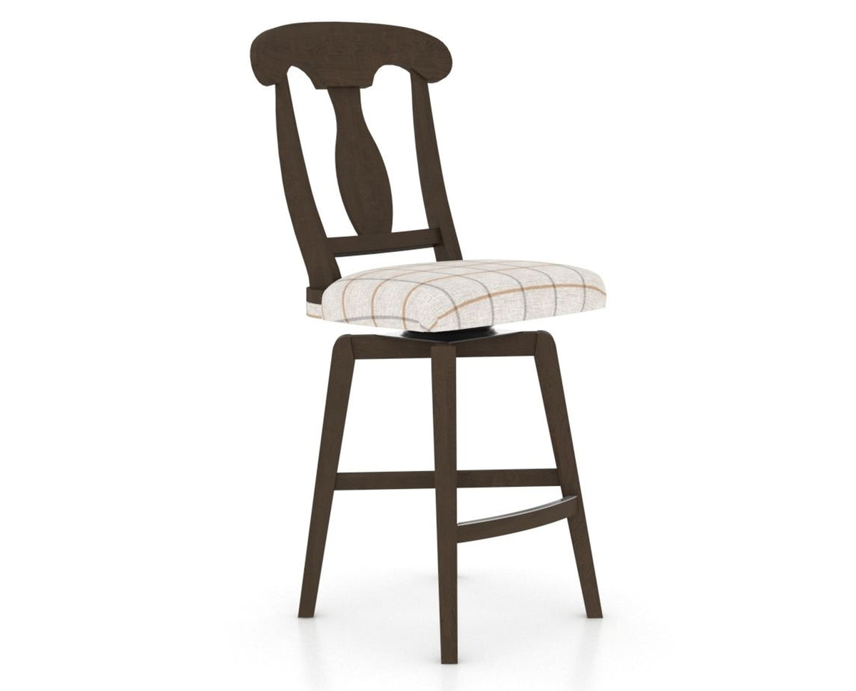 Canadel Swivel Counter Stool 7600 in OZ Fabric and 29 Hazelnut Washed, three-quarter view