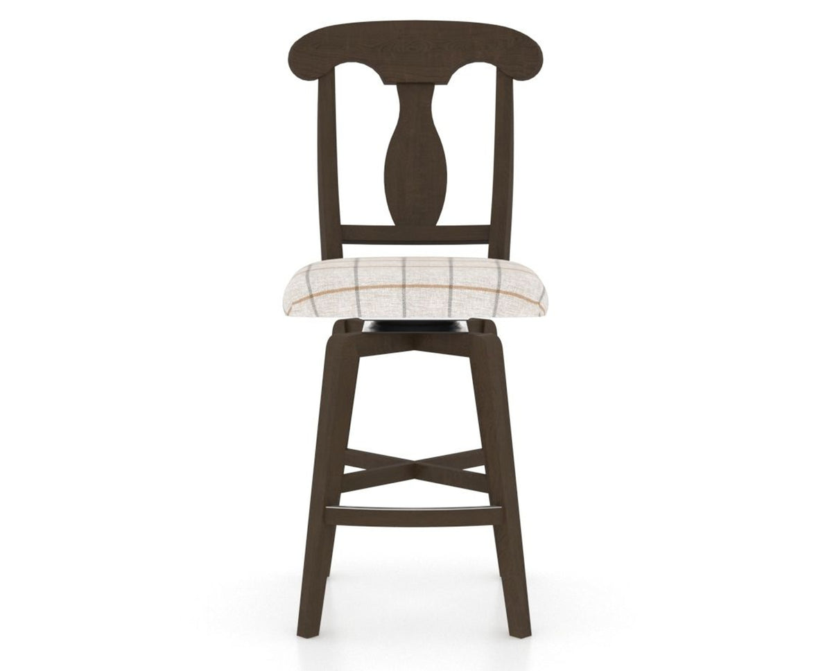 Canadel Swivel Counter Stool 7600 in OZ Fabric and 29 Hazelnut Washed, front view