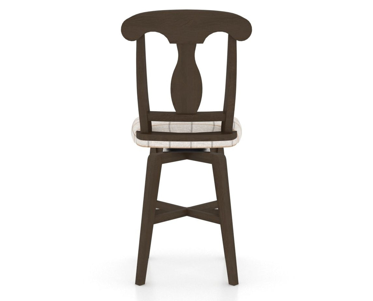 Canadel Swivel Counter Stool 7600 in OZ Fabric and 29 Hazelnut Washed, back view