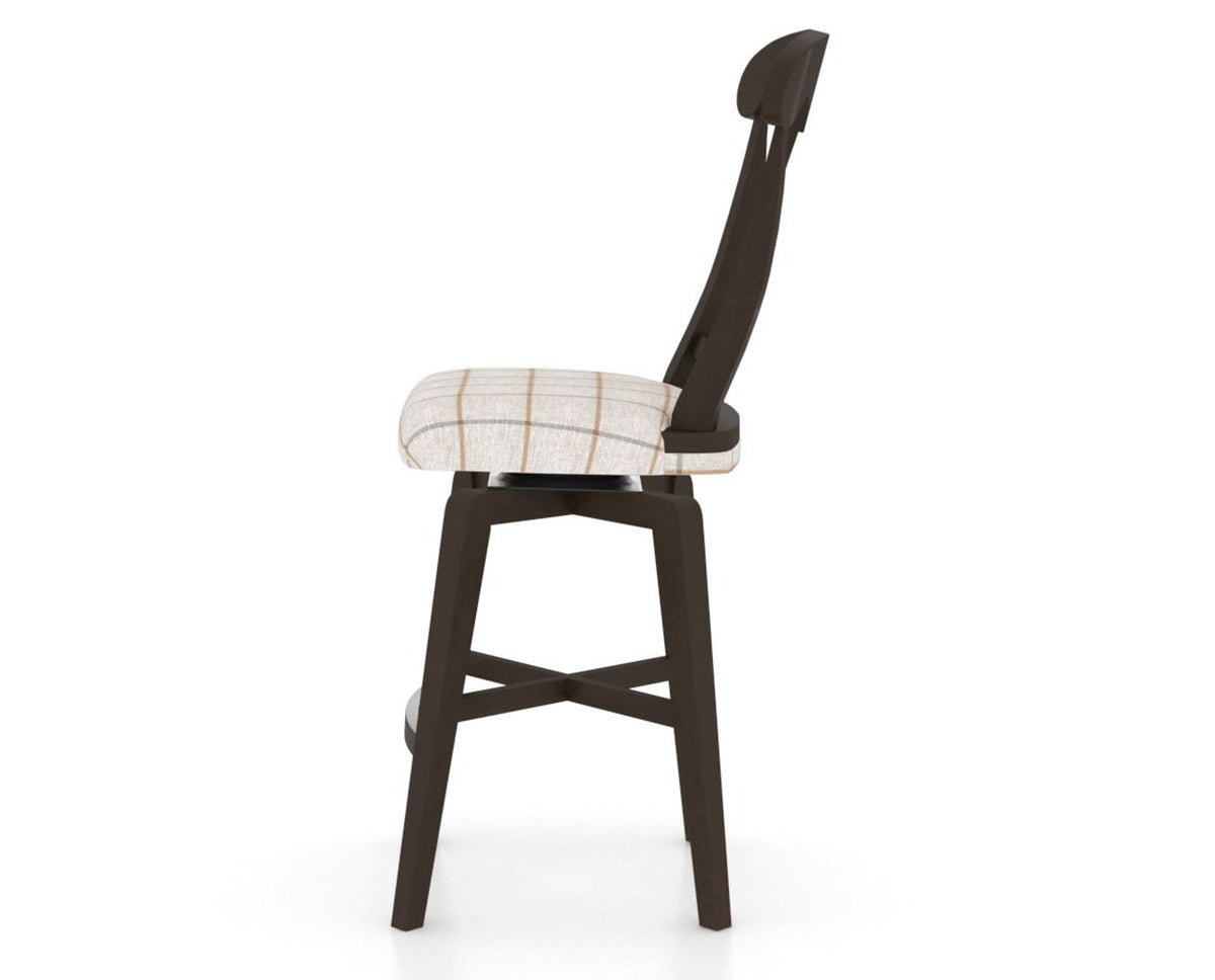 Canadel Swivel Counter Stool 7600 in OZ Fabric and 59 Davy's Grey, side view