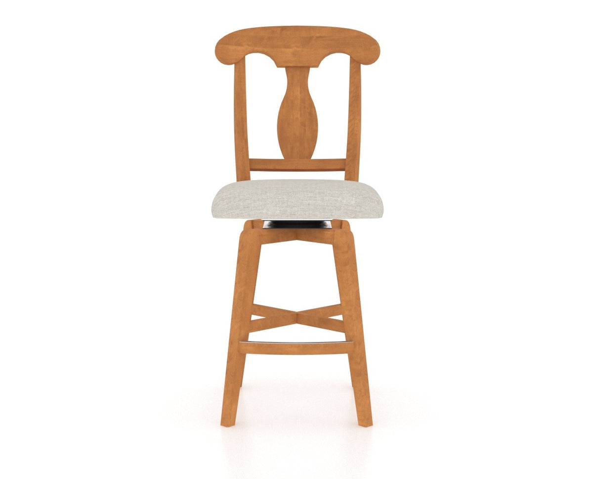 Canadel Swivel Counter Stool 7600 in Honey Washed and Fabric TB, front view