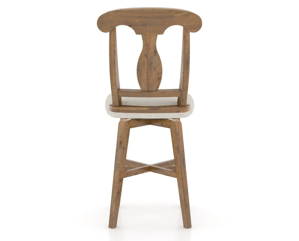 Canadel Champlain Swivel Counter Stool 7600 in TB Fabric and 03 Oak Washed, back view
