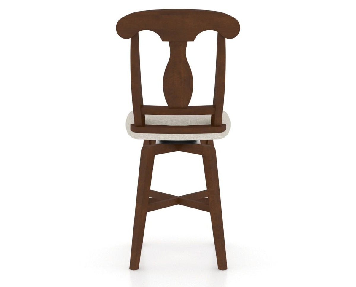 Canadel Swivel Counter Stool 7600 in TB Fabric and 19 Cognac Washed, back view