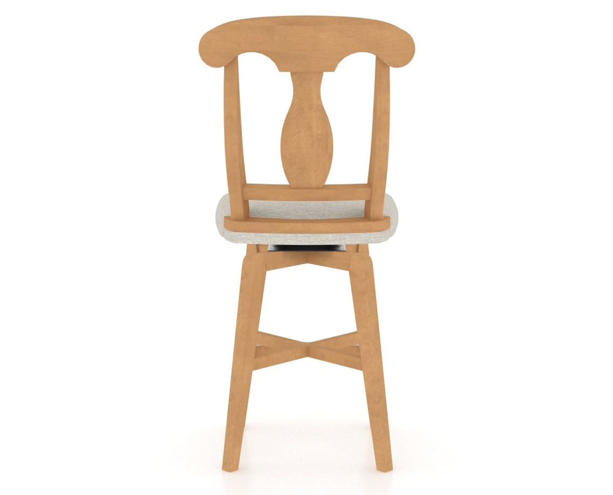 Canadel Swivel Counter Stool 7600 in TB Fabric and 20 Caramel Washed, back view
