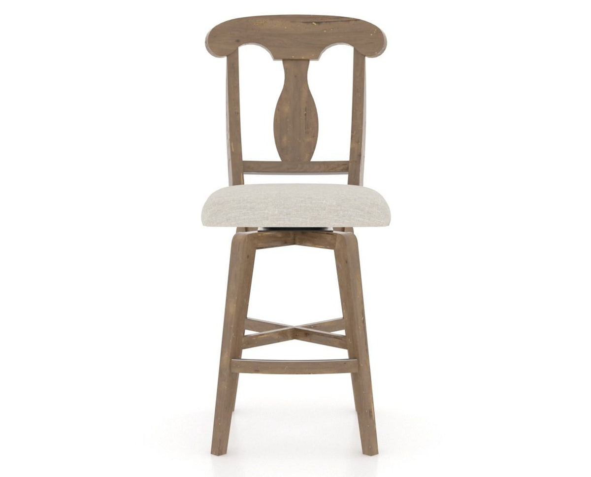 Canadel Champlain Swivel Counter Stool 7600 in TB Fabric and 25 Pecan Washed, front view