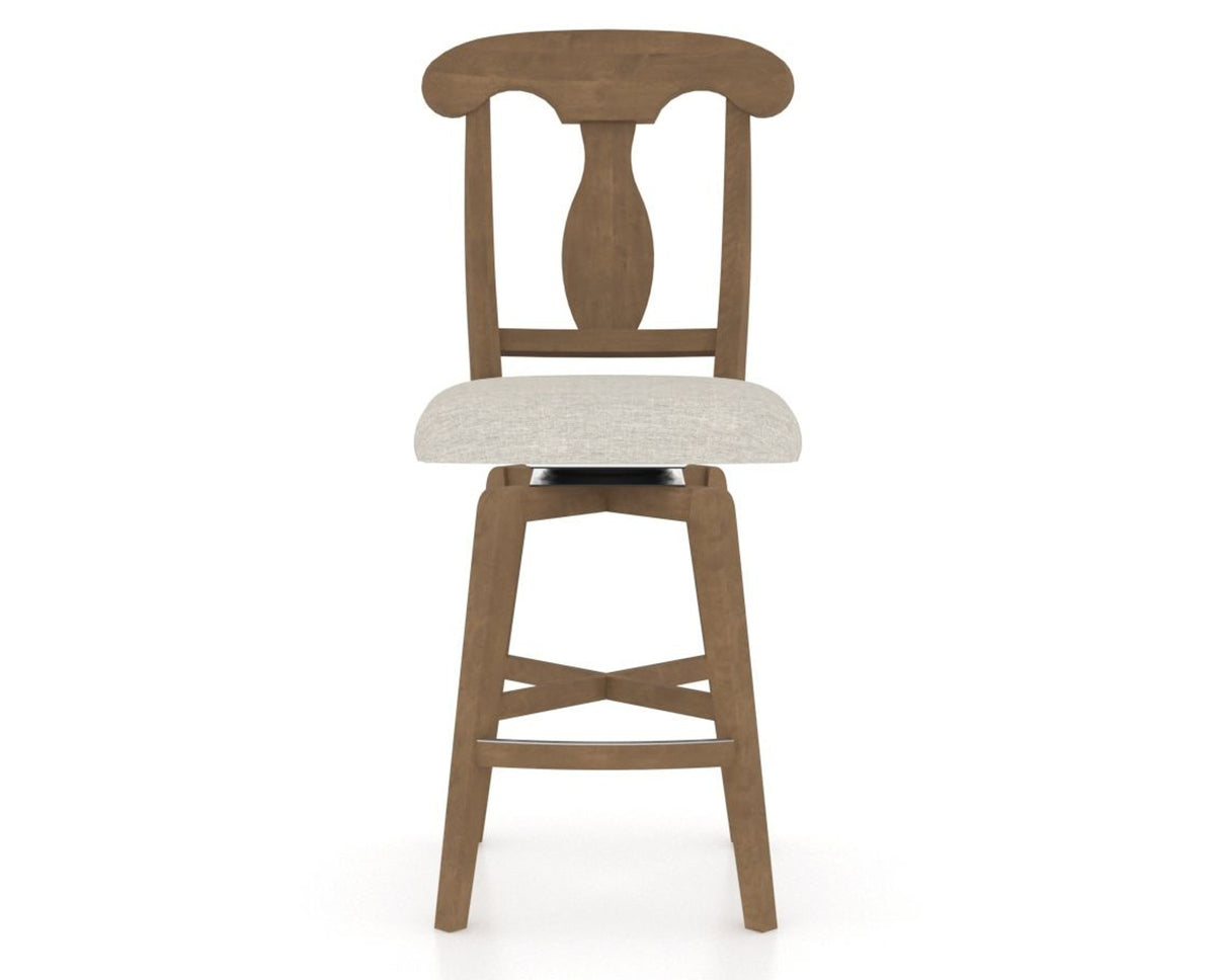 Canadel Swivel Counter Stool 7600 in TB Fabric and 25 Pecan Washed, front view