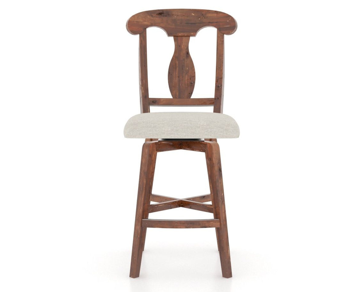 Canadel Champlain Swivel Counter Stool 7600 in TB Fabric and 33 Spice Washed, front view