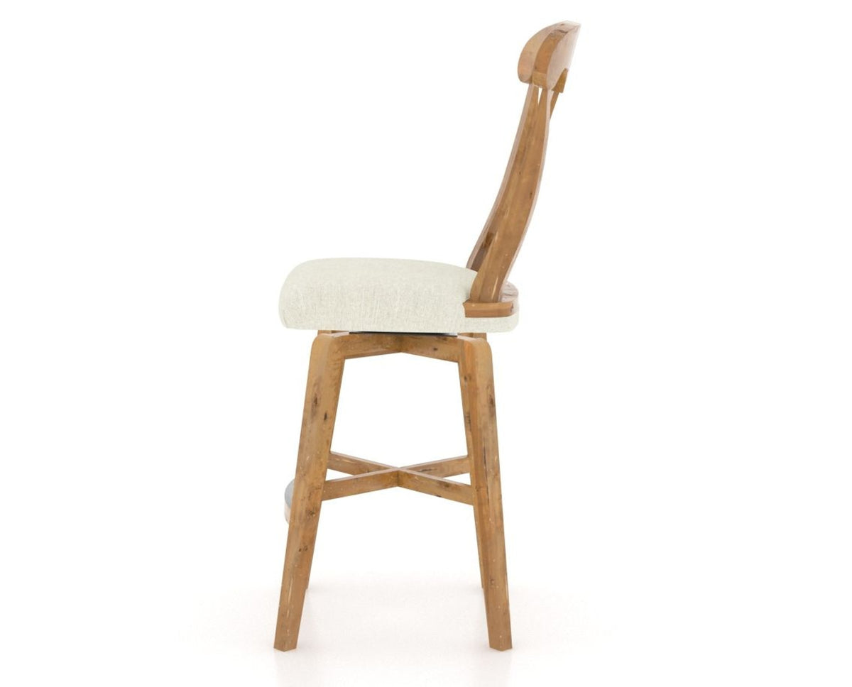Canadel Champlain Swivel Counter Stool 7600 in TW Fabric and 01 Honey Washed, side view