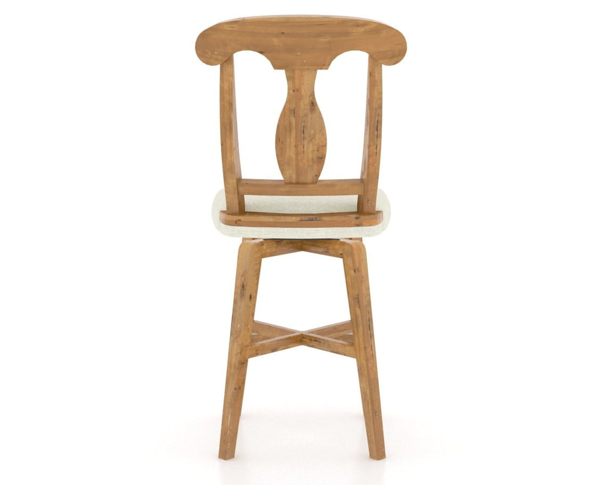 Canadel Champlain Swivel Counter Stool 7600 in TW Fabric and 01 Honey Washed, back view