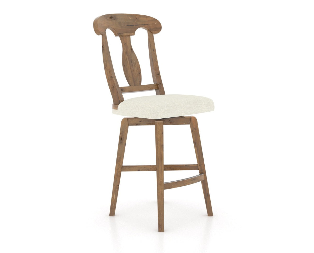 Canadel Champlain Swivel Counter Stool 7600 in Oak Washed and Fabric TW, three-quarter view