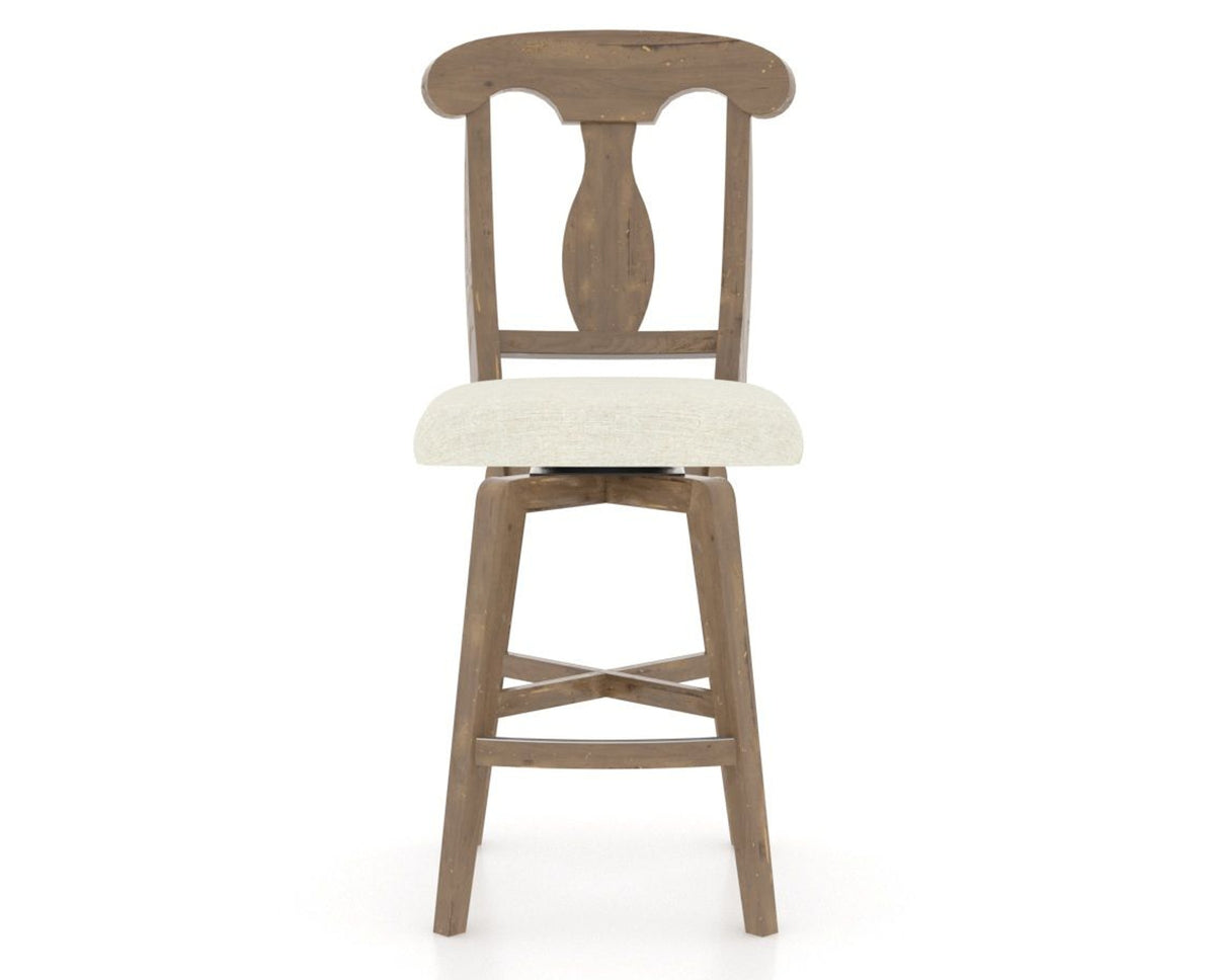 Canadel Champlain Swivel Counter Stool 7600 in TW Fabric and 25 Pecan Washed, front view