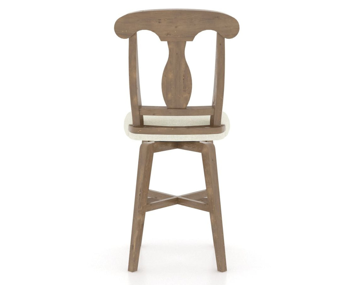 Canadel Champlain Swivel Counter Stool 7600 in TW Fabric and 25 Pecan Washed, back view