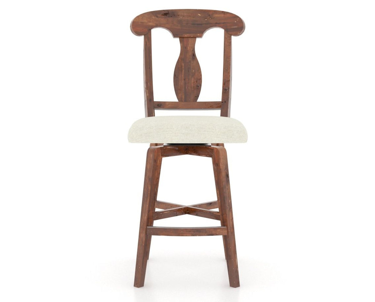 Canadel Champlain Swivel Counter Stool 7600 in TW Fabric and 33 Spice Washed, front view