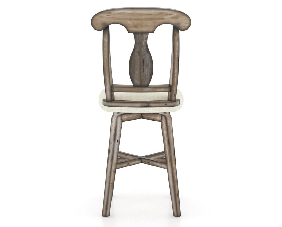 Canadel Champlain Swivel Counter Stool 7600 in TW Fabric and 72 Heritage Nature, back view