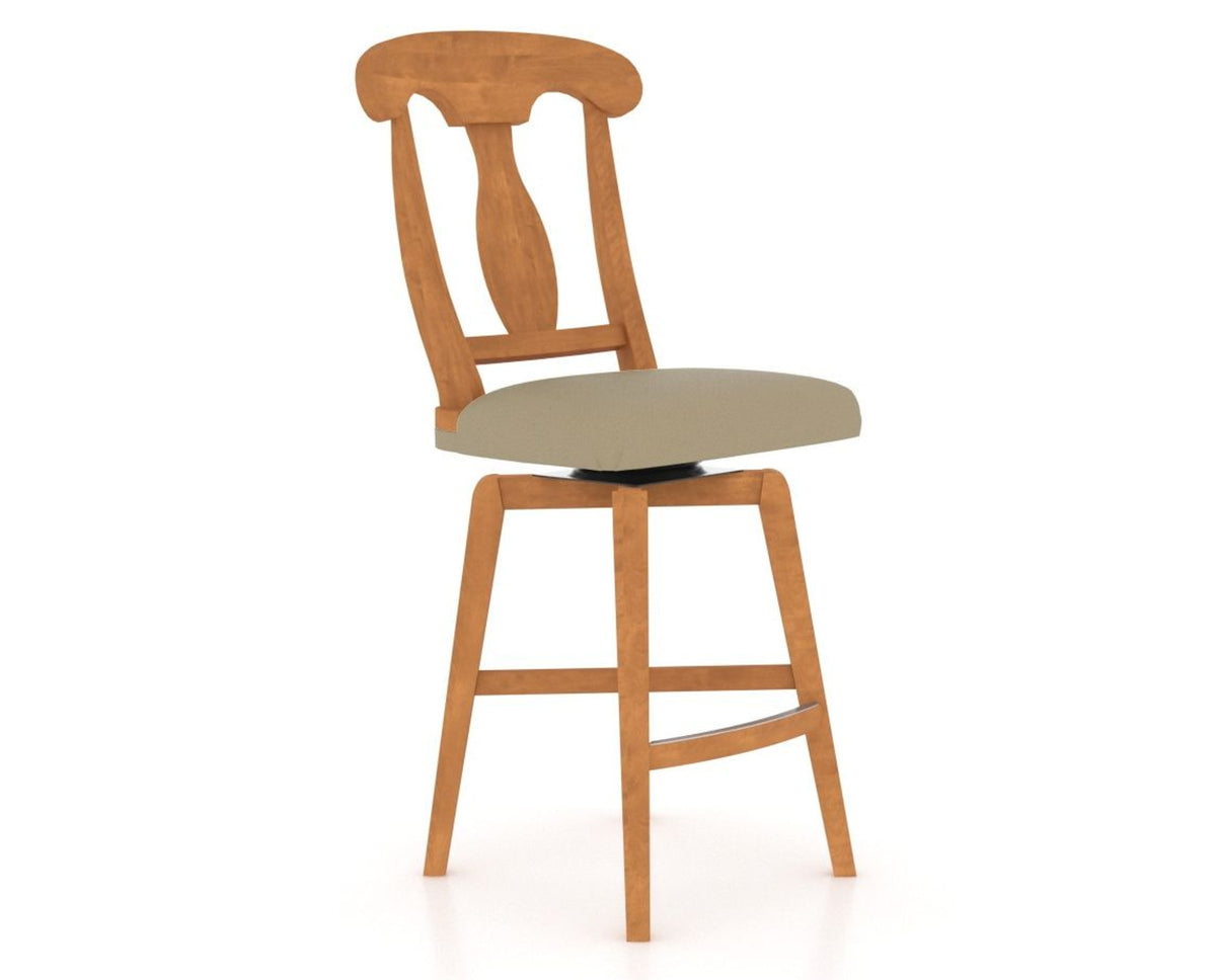 Canadel Swivel Counter Stool 7600 in XY Faux Leather and 01 Honey Washed, three-quarter view