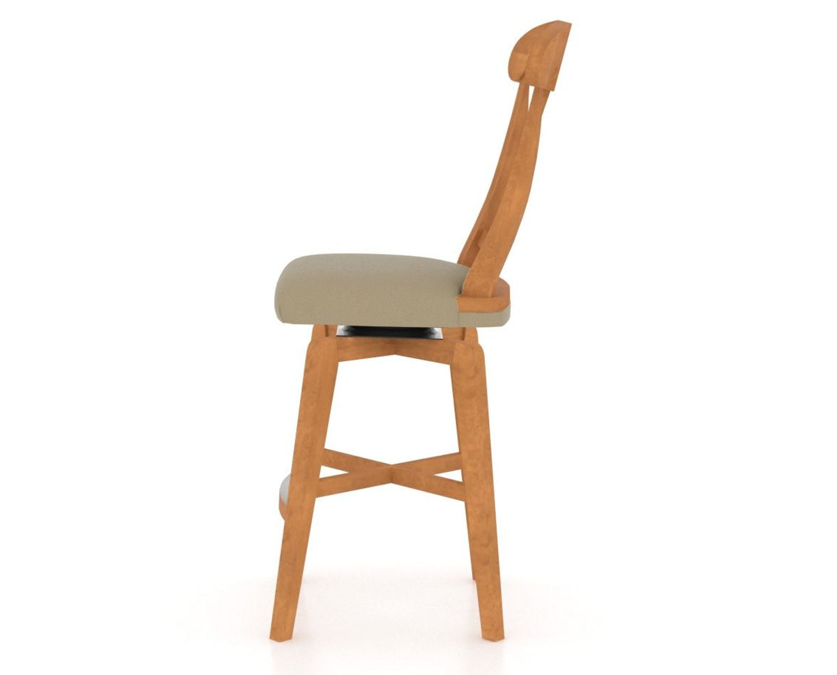 Canadel Swivel Counter Stool 7600 in XY Faux Leather and 01 Honey Washed, side view