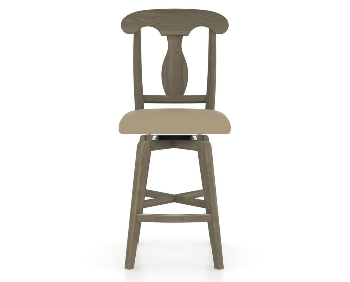 Canadel Swivel Counter Stool 7600 in XY Faux Leather and 08 Shadow, front view