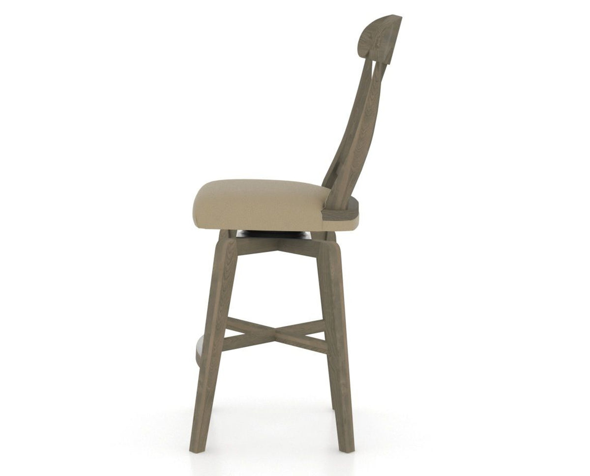 Canadel Swivel Counter Stool 7600 in XY Faux Leather and 08 Shadow, side view