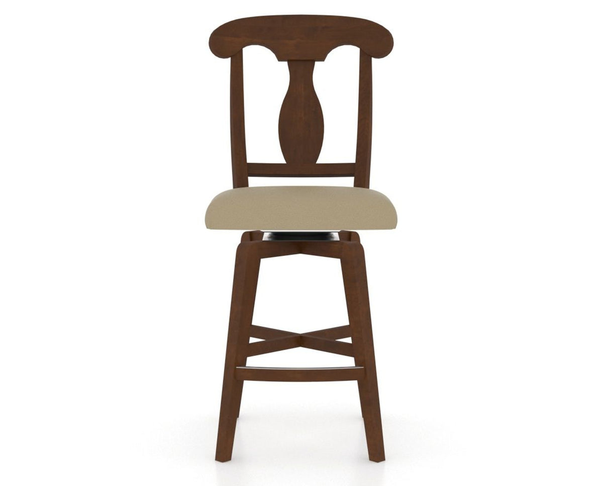 Canadel Swivel Counter Stool 7600 in XY Faux Leather and 19 Cognac Washed, front view