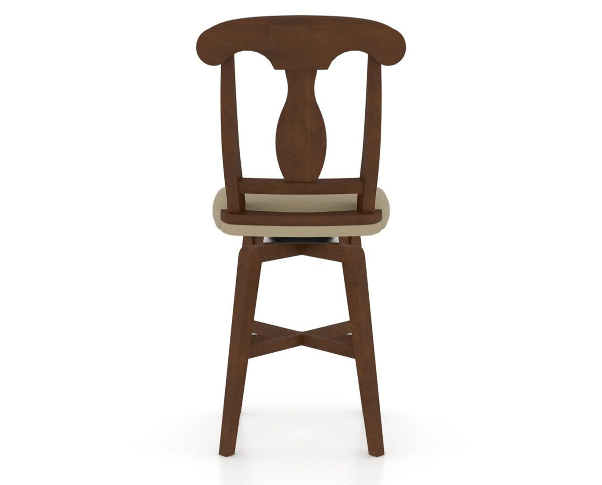 Canadel Swivel Counter Stool 7600 in XY Faux Leather and 19 Cognac Washed, back view