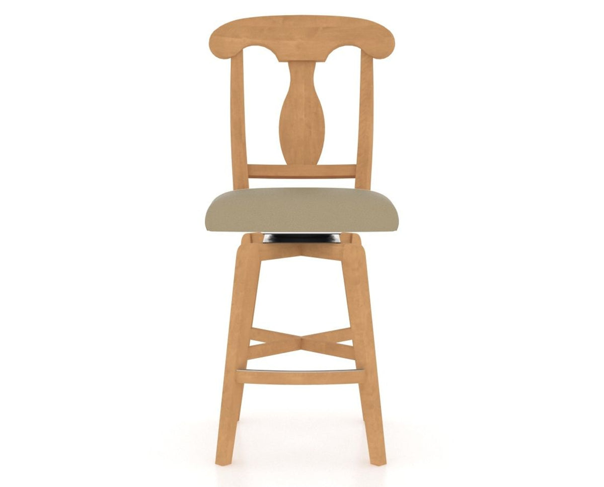 Canadel Swivel Counter Stool 7600 in XY Faux Leather and 20 Caramel Washed, front view